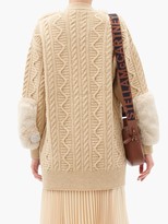 Thumbnail for your product : Stella McCartney Faux-fur Panel Cable-knit Wool Cardigan - Camel