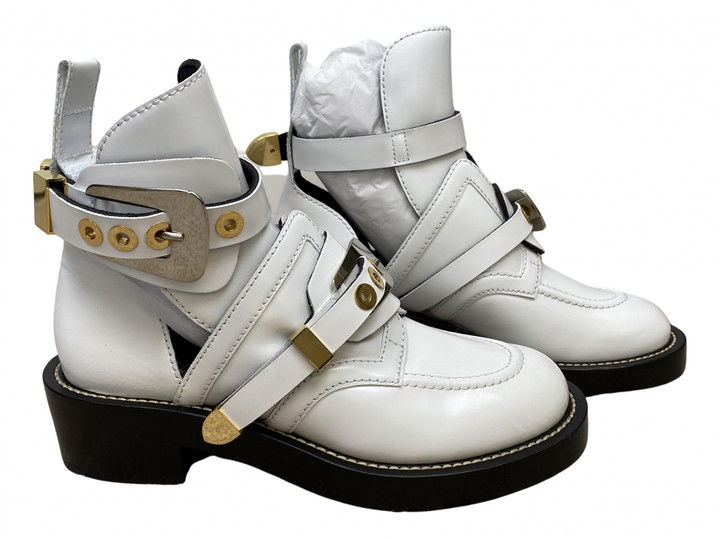 balenciaga ceinture ankle boots white