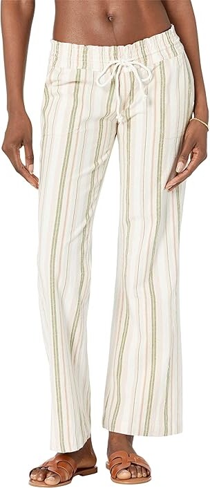 Roxy Oceanside Yarn-Dyed Beach Pants (Loden Green Cabana Stripe