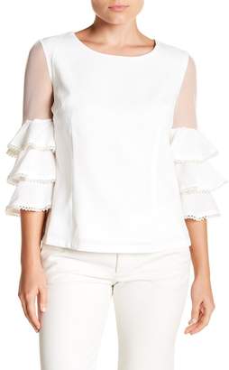 Gracia Tiered Mesh Sleeve Blouse