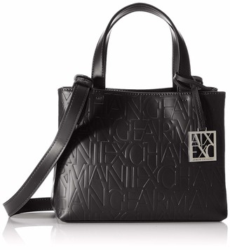 Armani Exchange A|X Women's Small Logo All Over Debossed Open Shopping Bag Satchel