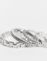 Thumbnail for your product : Topshop chain and bobble rings 5 x multipack in silver