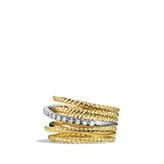 Thumbnail for your product : David Yurman Crossover Wide Ring with Diamonds