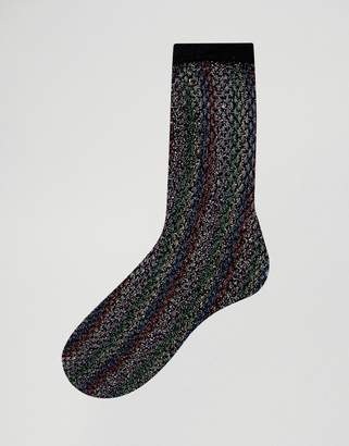 ASOS Multi COLORED Glitter Fishnet Ankle Socks
