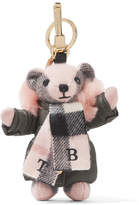 Thumbnail for your product : Burberry Checked Cashmere And Shearling Keychain - Baby pink