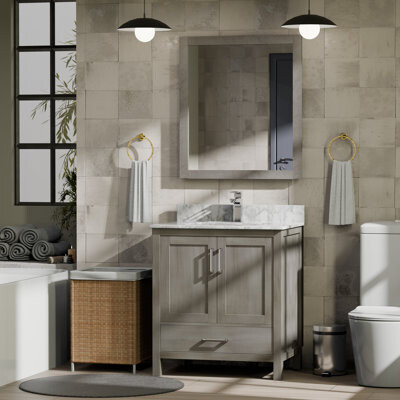 Lexora Jacques 30 in. W x 22 in. D Bath Vanity, Top, and 28 in. Mirror