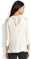 Thumbnail for your product : Rebecca Taylor Lace-Paneled Silk Blouse