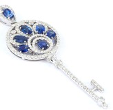 Thumbnail for your product : Lc Collection Jewellery Diamond sapphire 18k white gold key pendant