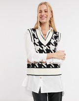 Thumbnail for your product : Y.A.S knitted vest in oversized houndstooth