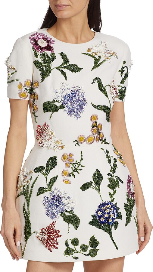 oscar de la renta crystal floral embroidered gown