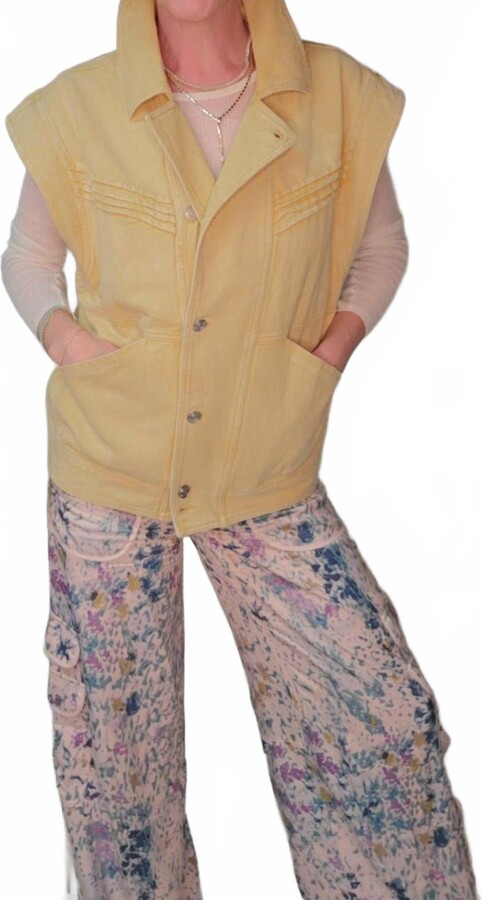 Merci Golden Hour Denim Vest In Ash Yellow