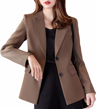 SUSIELADY Womens Casual Blazer Fashion Work Blazer Office Jacket Long Sleeves Open Front Outfits for Women Blue