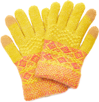 Mustard Geometric Touch Screen-Enabled Gloves