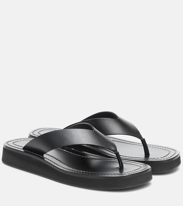 leather platform slides