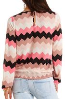 Thumbnail for your product : Charlotte Russe Long Sleeve Chevron Print Wrap Top