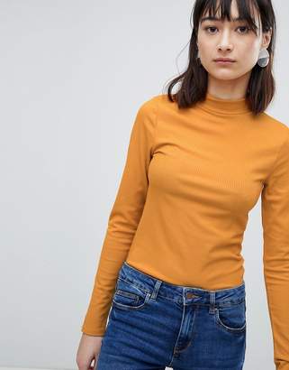 Pieces Ribbed High Neck Long Sleeved Top