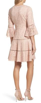 Eliza J Bell Sleeve Lace Fit & Flare Dress