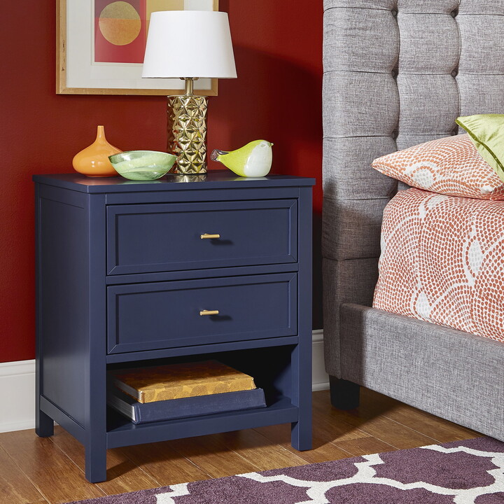 Weston Home Danica Modern 2-Drawer Nightstand, Twilight Blue