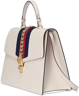Gucci White Sylvie large leather tote bag