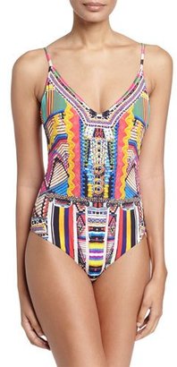 Camilla One-Piece Low-Back Swimsuit, Woven Wonderland