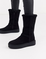 Design Design Aquarius Faux Fur Flat Boots In Black