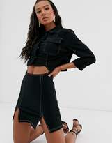 Thumbnail for your product : Saint Genies contrast stitch detail cropped jacket in black