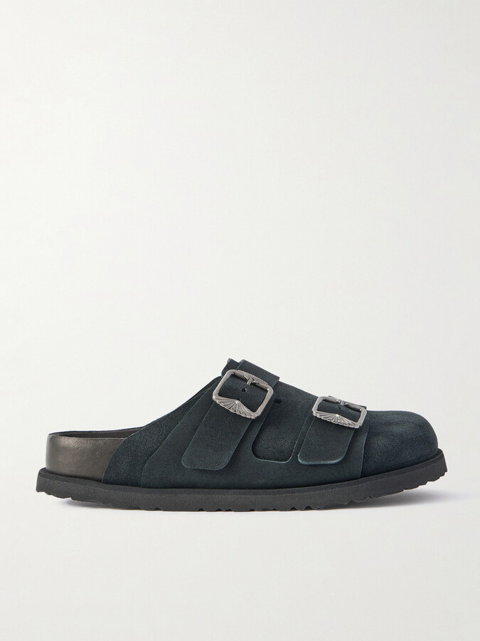 Birkenstock 1774 222 West Buckled Suede Clogs - Black