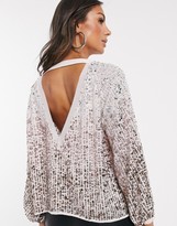 Thumbnail for your product : ASOS DESIGN ombre sequin batwing sleeve top