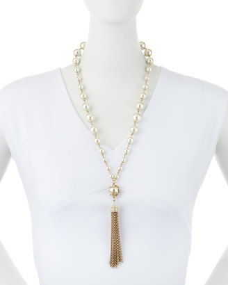 Lulu Frost Simulated Pearl Long Tassel Necklace