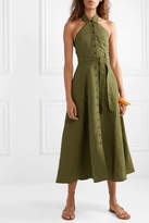 Thumbnail for your product : Mara Hoffman Net Sustain Rosemary Tencel And Linen-blend Halterneck Maxi Dress - Army green