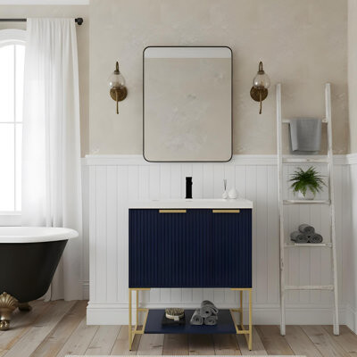 Latitude Run 30-Inch Modern Freestanding Bathroom Vanity With Resin Basin