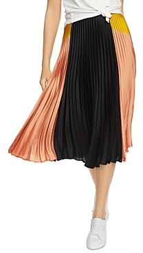 1 STATE Color-Block Pleated Skirt