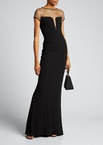 Thumbnail for your product : CDGNY Studded Mesh Illusion Gown