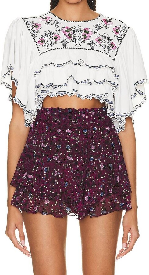 Isabel Marant Sana Embroidered Crop Top In White