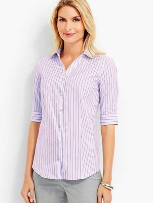 Talbots The Perfect Elbow Sleeve Shirt - Amber Stripes