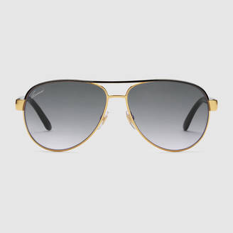 Gucci Aviator gold metal sunglasses