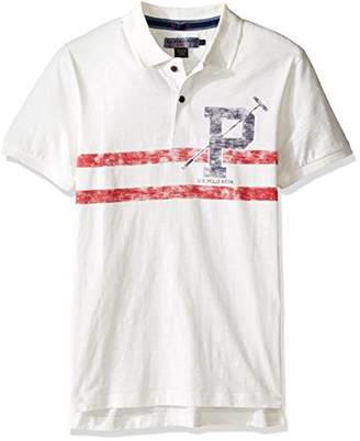 U.S. Polo Assn. Men's Slim Fit Striped Short Sleeve Slub Polo Shirt