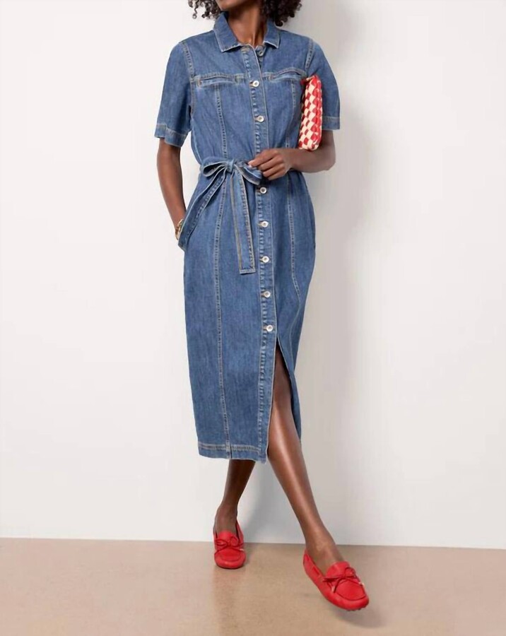 Alma Denim Midi Dress In Blue