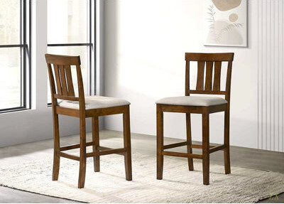 August Grove Beautiful Counter Height 2Pc Dining Pub Height Chairs Dining Room Wooden Furniture