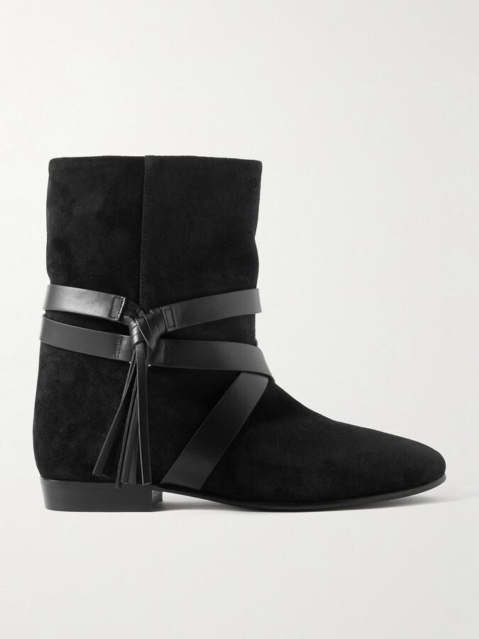 Isabel Marant Rejen Leather-trimmed Suede Ankle Boots - Black