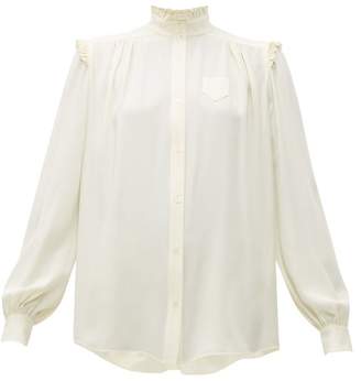 No.21 Ruffle-trimmed Crepe Blouse - Womens - Ivory