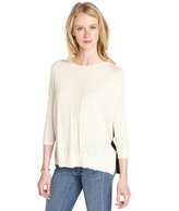 Thumbnail for your product : Autumn Cashmere ivory and black cotton-cashmere blend colorblock 'Hilo' long sleeve sweater