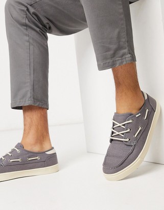 sperry grey canvas boat shoes
