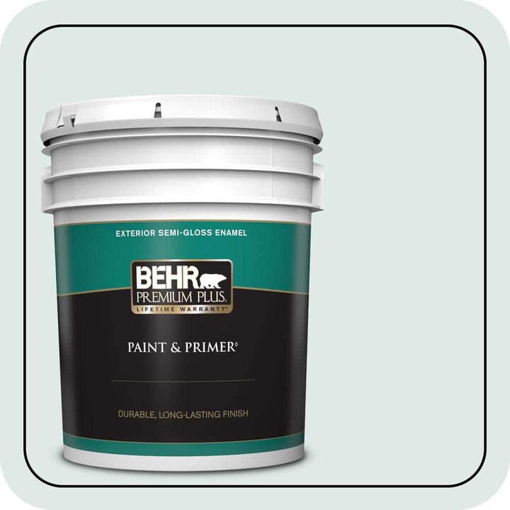 BEHR PREMIUM PLUS 5 gal. #PPU13-17 Fresh Day Semi-Gloss Enamel Exterior Paint & Primer