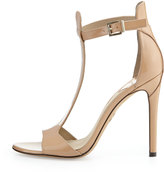 Thumbnail for your product : Brian Atwood Leigha Patent T-Strap Sandal, Natural