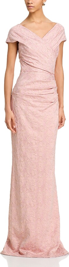 Teri Jon by Rickie Freeman Metallic Jacquard Gown