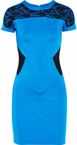 Thumbnail for your product : Just Cavalli Guipure lace and mesh-paneled two-tone ponte mini dress