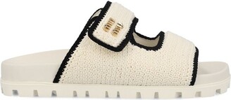 Miu Miu Logo-Lettering Slip-On Sandals - ShopStyle