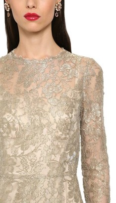 Dolce & Gabbana Sheer Chantilly Lace Lame Midi Dress