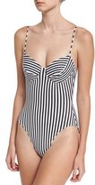 Thumbnail for your product : Norma Kamali Mio Underwire Striped One-Piece Swimsuit, Black/White